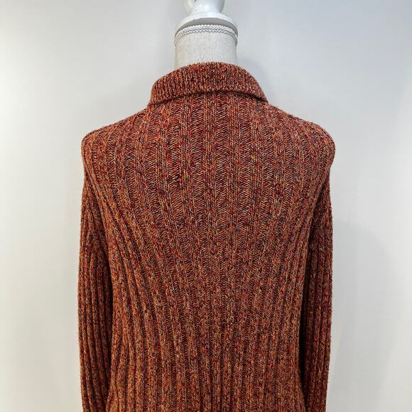 White + Warren Ribbed Knit Long Sleeve Zip Front Cardigan Marled Orange - Picture 6 of 7